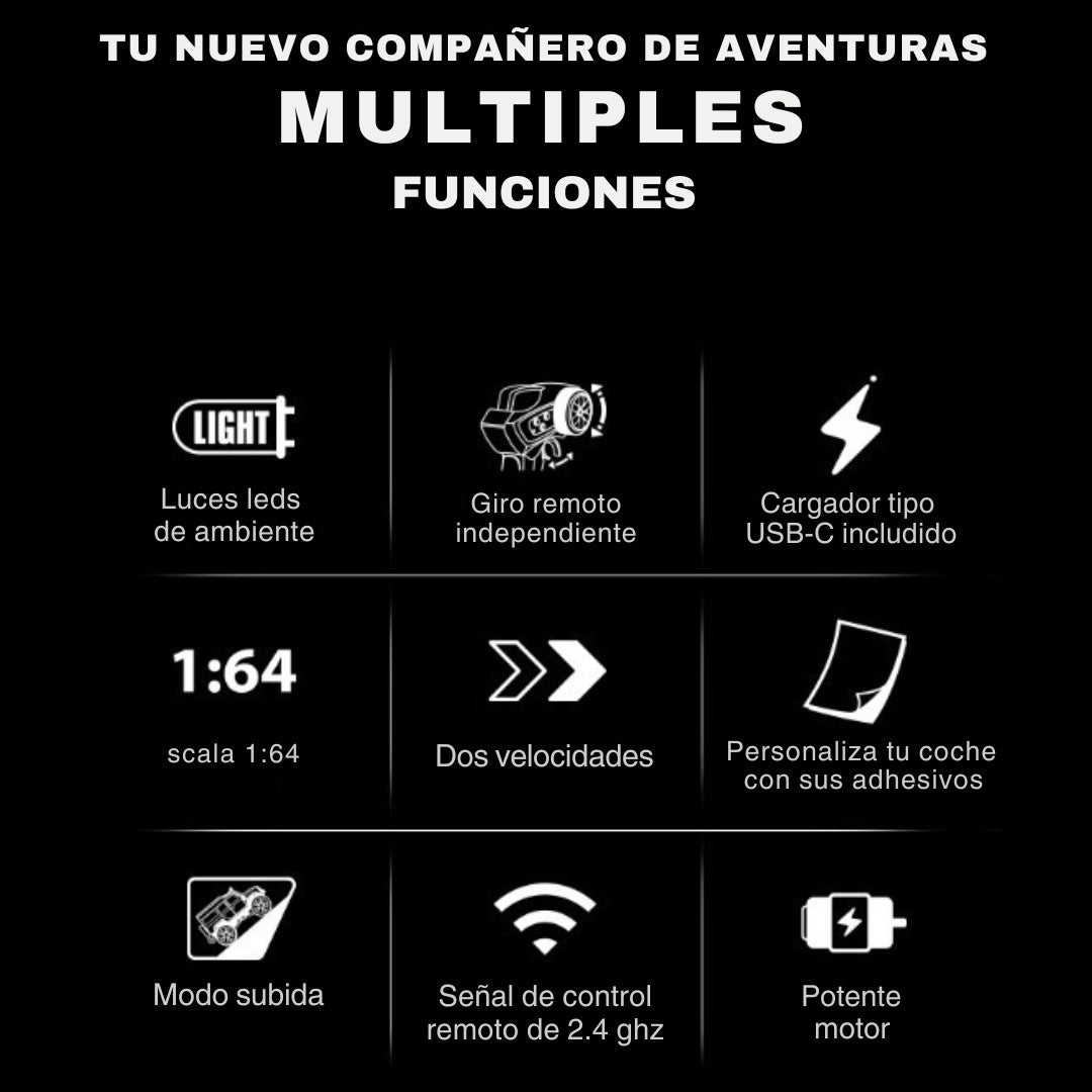 Mini Coche Todoterreno RC 1/64